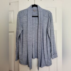 Talbots Heathered Blue Long Sleeve Shawl Collar‎ Open Sweater Cardigan Medium